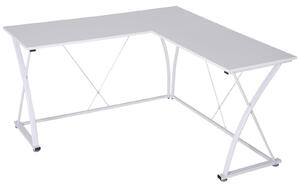 Scrivania da Ufficio ad Angolo in Metallo e MDF 142x142x76 cm Bianca