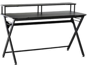 Scrivania da Ufficio Porta PC con Piano Rialzato in MDF 140x60x90 cm Nero