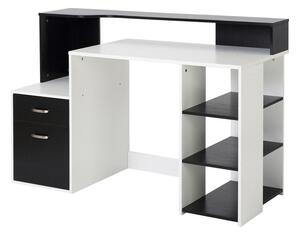 Scrivania da Ufficio Porta PC 137x55x92 cm in Legno MDF Legno Bianco e Nero