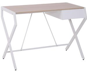 Scrivania per Ufficio in Acciaio Rovere e Bianco 105x56x75 cm