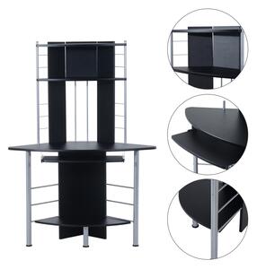 Scrivania da Ufficio ad Angolo Porta PC in MDF e Ferro 113x65x158 cm Nera