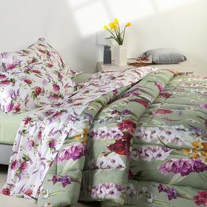 Trapunta In Percalle Charming Flowers Matrimoniale - 260X260 Emporium Floreale Verde Caleffi