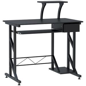 Scrivania da Ufficio Porta PC 90x50x95 cm in Acciaio e MDF Nero