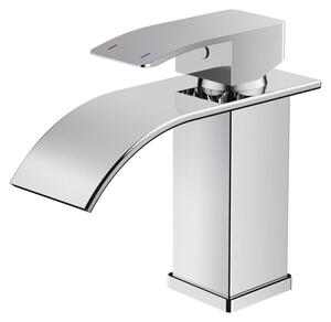 Rubinetto per lavabo - Miscelatore monocomando - Modello a cascata - Altezza 80 mm - Cromo