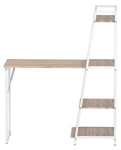 Scrivania Pieghevole da Ufficio 106x48x128 cm con Libreria in Legno e Metallo Bianco e Rovere
