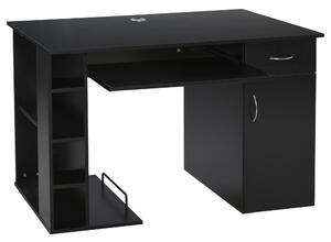 Scrivania da Ufficio Porta PC 120x60x74 cm con Mensole Ripiano Tastiera Nera