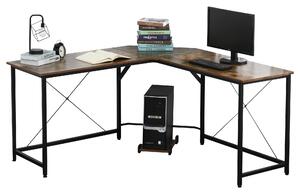 Scrivania da Ufficio ad Angolo Porta PC 150x150x75 cm in Legno e Metallo Nero e Marrone