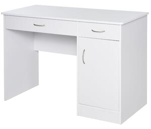 Scrivania da Ufficio Porta PC 2 Cassetti 1 Anta 111x48x75,8 cm in Legno Bianco
