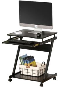 Scrivania Porta PC 60x48x73 cm con Ruote Nera