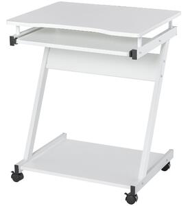 Scrivania Porta PC 60x48x73 cm con Ruote Bianca