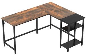 Scrivania da Ufficio ad Angolo Porta PC 150x120x75 cm in Legno e Metallo Nera e Marrone