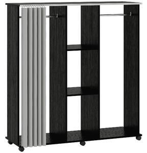 HOMCOM Armadio Appendiabiti Mobile Contenitore con 6 Ruote, in Legno, 120x40x128 cm, Nero | Aosom Italy