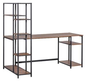 Scrivania da Ufficio 70x90x148,5 cm in Metallo e MDF Nero e Color Noce