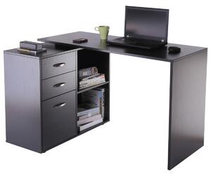 Scrivania da Ufficio ad Angolo Porta PC 117x83,5x76 cm in Legno Nera