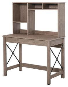 Scrivania da Ufficio Porta PC 105x50x137,5 cm con Libreria in Legno Truciolare Marrone