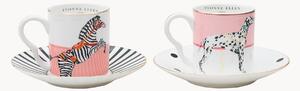 Set di 2 tazzine e piattini in Fine Bone China Zebra