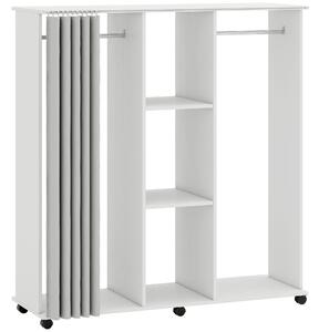 HOMCOM Armadio Appendiabiti Mobile Contenitore con 6 Ruote, in Legno, 120x40x128 cm, Bianco | Aosom Italy