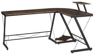 Scrivania Angolare da Ufficio 155x115x91.5 cm in Metallo e Truciolare Nero