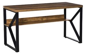 Scrivania da Ufficio Moderna 140x60x76 cm con Mensola e Gambe a K Nero Marrone