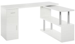 Scrivania da Ufficio ad Angolo Porta PC 114x120x74,6 cm in Legno Bianca