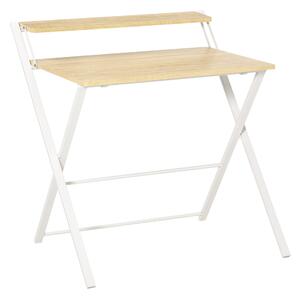 Scrivania Pieghevole 81,5x70x84 cm in Metallo e Truciolare Bianco
