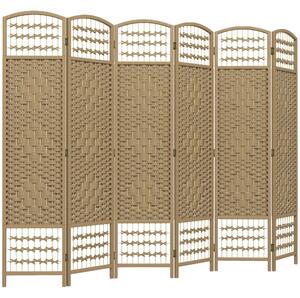 HOMCOM Paravento Interno in Legno, Separatore di Stanze Parete Pieghevole con 6 Pannelli, 240x170 cm, Legno Naturale | Aosom Italy