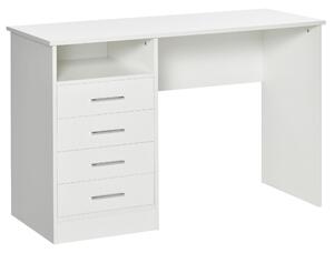 Scrivania Porta PC 4 Cassetti 120x50x76 cm in Legno Bianco