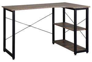 Scrivania Angolare da Ufficio 120x73,2x75 cm in Legno e Acciaio Marrone