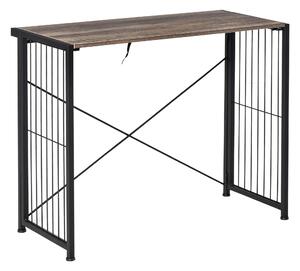 Scrivania Pieghevole 90x45x74 cm in Legno e Metallo Marrone