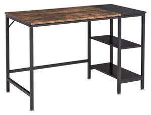 Scrivania da Ufficio 120x60x76 cm 2 Ripiani in Metallo e Truciolare Marrone e Nero