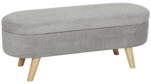 HOMCOM Panca da Letto con Gambe in Legno e Seduta Imbottita, Pouf Contenitore Rivestito in Velluto Teddy, 110x40x43 cm, Grigio Chiaro | Aosom Italy