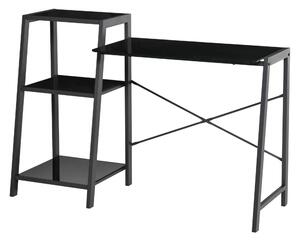Scrivania da Ufficio 126x45x86,7 cm in Vetro e Metallo Nera