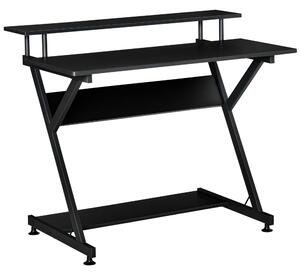 Scrivania da Ufficio 100x60x85,5 cm Ripiano Monitor Rialzato in Legno Nero