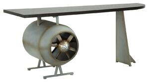 Scrivania Aviator 181x70,5x71 cm in Ferro e MDF e PU Nero e Grigio