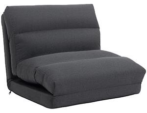 HOMCOM Pouf pieghevole con funzione letto con schienale reclinabile, fino a 120 kg, 70x72x56 cm, Grigio scuro | Aosom Italy