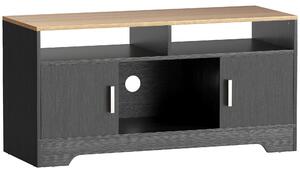HOMCOM Mobile TV con 2 nicchie e 2 armadietti, panca TV in legno con anta, 105x40x52 cm, nero | Aosom Italy