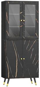 HOMCOM Libreria con scaffale a 6 livelli, mobile contenitore con anta vetrata e armadietto, 70x35x170 cm, nero | Aosom Italy