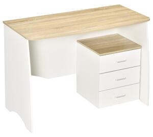 Scrivania da Ufficio 110x55x75 cm con Cassettiera in Legno Bianco