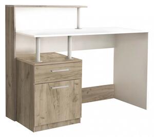 Scrivania Nasdaq 120x55x75/91 h cm in Truciolare bilaminato Bianco e Olmo