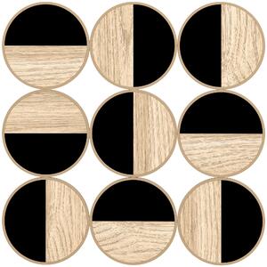 HOMCOM Quadro Decorativo da Parete con Specchio in Plastica, Geometrico Adorno Moderno 3D, 60x60 cm, Nero e Legno Naturale | Aosom Italy