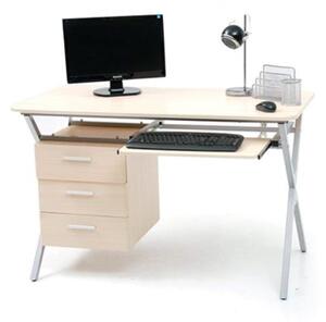 Scrivania con Cassettiera e Portatastiera Struttura in Acciaio Piano Mdf Color Acero