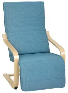 HOMCOM Poltrona da Salotto con Poggiapiedi Regolabile in Lino Sintetico per Ufficio Camera, 66,5x94x100 cm, Blu | Aosom Italy