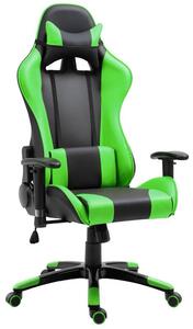 Sedia da Gaming Girevole Reclinabile in Similpelle Nero e Verde