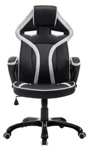 Sedia da Gaming Altezza Regolabile in Similpelle Bianco e Nero