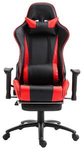 Sedia da Gaming Ergonomica in Similpelle Reclinabile con Supporto Gambe Nera e Rossa