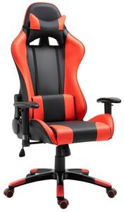 Sedia da Gaming in Similpelle con Sostegno Lombare Collo Nera e Rossa