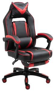 Sedia da Gaming con Rotelle in Similpelle Rosso e Nero