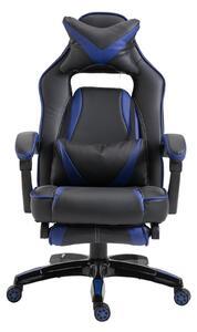 Sedia da Gaming con Rotelle in Similpelle Blu e Nero