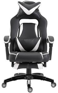Sedia da Gaming con Rotelle in Similpelle Bianco e Nero
