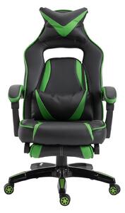 Sedia da Gaming con Rotelle in Similpelle Nero e Verde